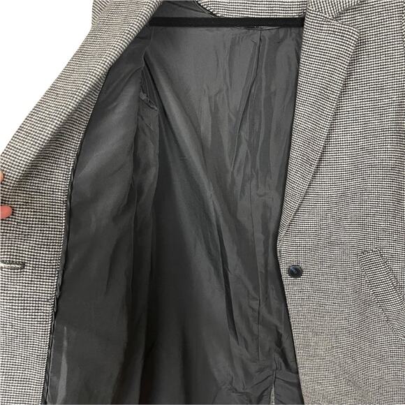 Bershka Long Sleeve Notch Collar Single Button Houndstooth Coat Black White XS - Picture 5 of 6